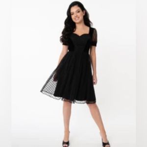 Unique Vintage Sweetheart Neckline Polkadot Dress